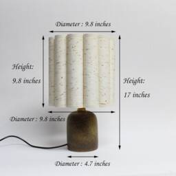 Handmade Floral Fabric Table Lamp Khaki Dots, Ceramic Base-72# - thumbnail 2