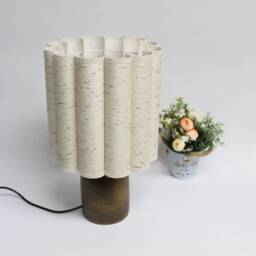 Handmade Floral Fabric Table Lamp Khaki Dots, Ceramic Base-72# - thumbnail 3