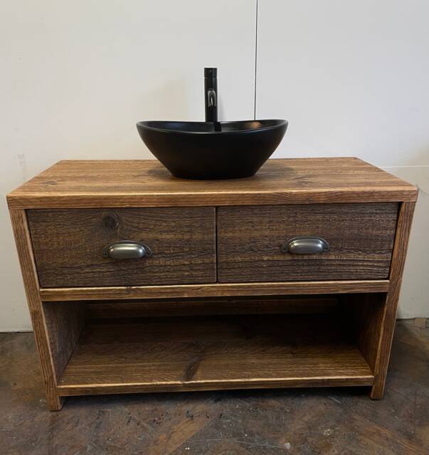 Glossop Reclaimed Wood Rustic Double Vanity Unit - image 1