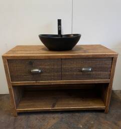 Glossop Reclaimed Wood Rustic Double Vanity Unit - thumbnail 1