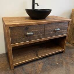 Glossop Reclaimed Wood Rustic Double Vanity Unit - thumbnail 2