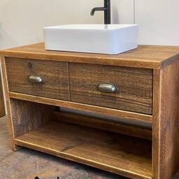 Glossop Reclaimed Wood Rustic Double Vanity Unit - thumbnail 3
