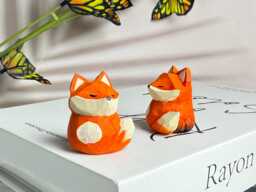 Custom Handmade Wooden Fox Decor Carving For Housewarm, Adorable Wood Carved Ornament, Miniature Gift Nature Lover