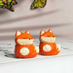 Custom Handmade Wooden Fox Decor Carving For Housewarm, Adorable Wood Carved Ornament, Miniature Gift Nature Lover - thumbnail 2