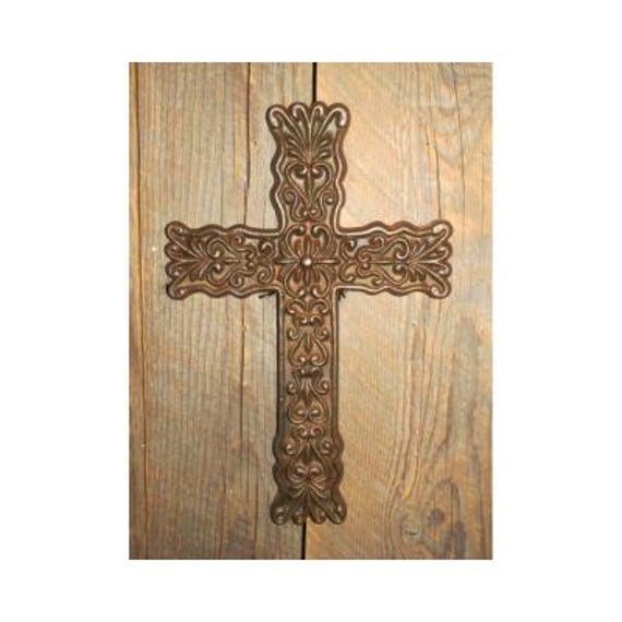 Rustic Iron Cross - Hand Forged Metal Wall Christian Farmhouse Home Decor Religious Gift - image 1