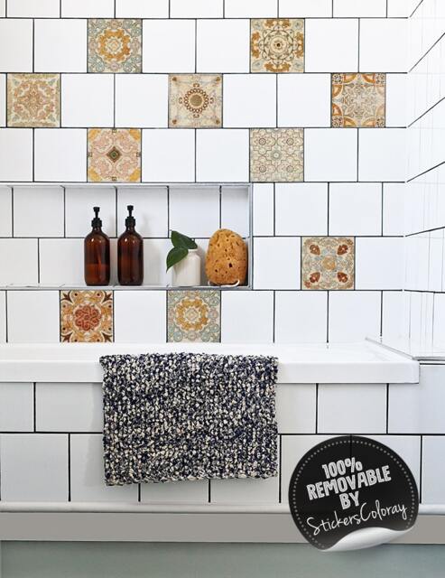 Spanish Tile Stickers, Pack Of 24, Old Wall Style, Removable, Talavera, Spain, Backsplash Decals, Decal, Mosaic, Ceramic #19T - image 1