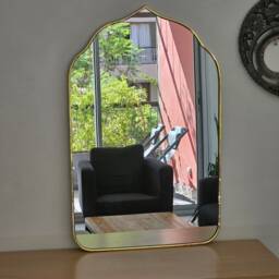 Moroccan Handmade Brass Wall Mirror in Oriental Door Shape - thumbnail 2