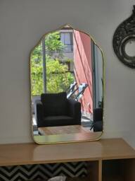 Moroccan Handmade Brass Wall Mirror in Oriental Door Shape