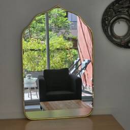Moroccan Handmade Brass Wall Mirror in Oriental Door Shape - thumbnail 4