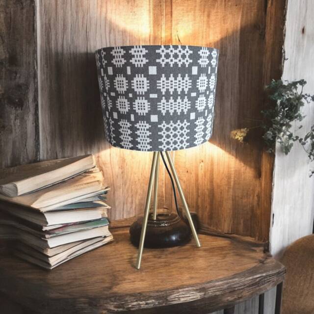Welsh Tapestry Lampshade Geometric Design, Handmade in Wales - image 1