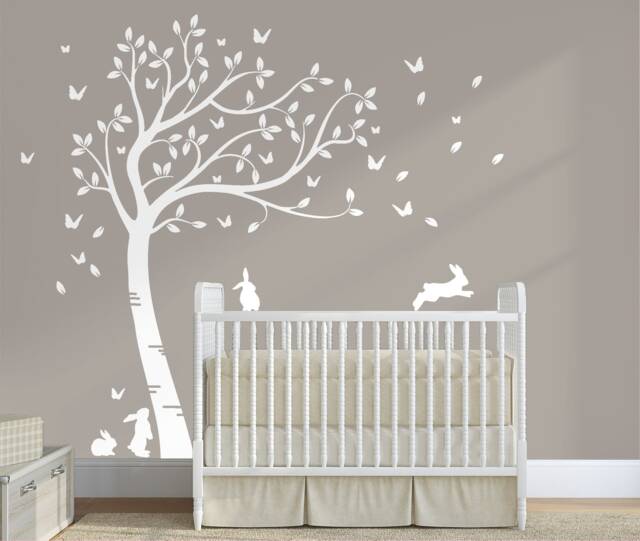 Bunny Butterfly Tree Wall Decal Custom Large Decal - image 1