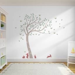 Bunny Butterfly Tree Wall Decal Custom Large Decal - thumbnail 2