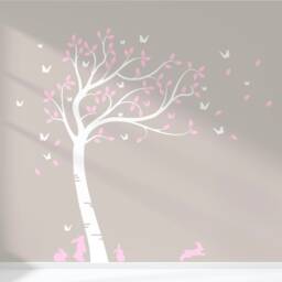 Bunny Butterfly Tree Wall Decal Custom Large Decal - thumbnail 3