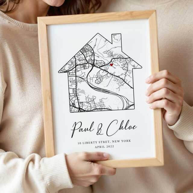 New Home Gift, Personalised Print, Housewarming First Home, Map Moving Christmas Cp - image 1