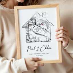 New Home Gift, Personalised Print, Housewarming First Home, Map Moving Christmas Cp - thumbnail 1
