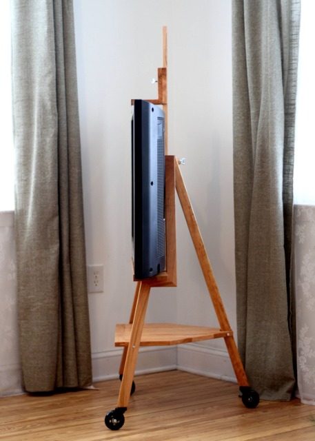 New Straight Tv Stand Easel - Solid Wild Cherry - image 1