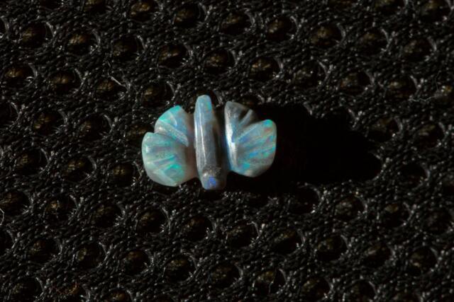 Green Galaxy Semi-Blackopal Butterfly With Green & Blue Fire Opal Carving - 1 Cts - image 1