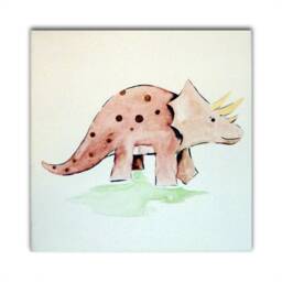 Dinosaur Art, Triceratops Painting, Boys Nursery Decor, Gift For - thumbnail 1