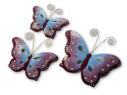 Set Of 3 Metal Butterfly Wall Hanging - Purple - thumbnail 1