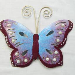 Set Of 3 Metal Butterfly Wall Hanging - Purple - thumbnail 2