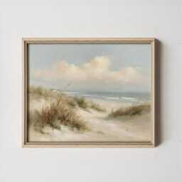 Coastal Dune Poster, Blue Beach Print, Seascape Wall Art, Paper - thumbnail 4