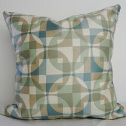 Robert Allen Geometric Pillow Cover Sage Green, Blue, Tan - 16x16 - thumbnail 2