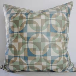 Robert Allen Geometric Pillow Cover Sage Green, Blue, Tan - 16x16 - thumbnail 3