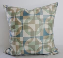 Robert Allen Geometric Pillow Cover Sage Green, Blue, Tan - 16x16 - thumbnail 1
