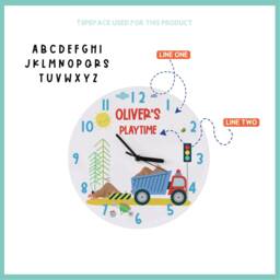 Children's Personalised Tipper Truck Construction Bedroom Clock - Kids Illustrated Gift Dump - thumbnail 3