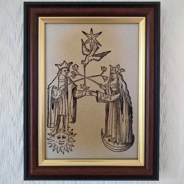 "Chemical Wedding - Rosarium Philosophorum, 1550 Handmade Reproduction On Canvas Alchemy Occult 5""x7" - image 1