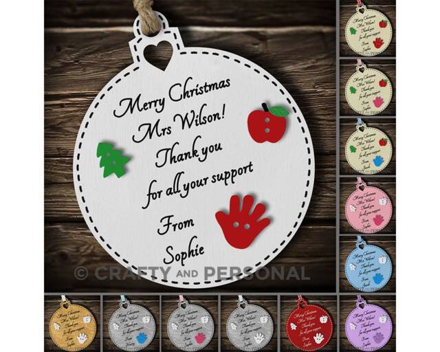 Personalised Teacher Christmas Gift Wooden Bauble Tree Ornament Thank You Present For Tutor Mentor - image 1