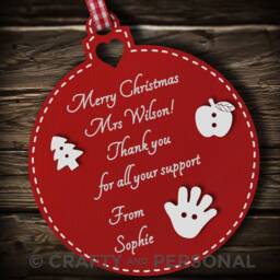Personalised Teacher Christmas Gift Wooden Bauble Tree Ornament Thank You Present For Tutor Mentor - thumbnail 3