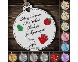 Personalised Teacher Christmas Gift Wooden Bauble Tree Ornament Thank You Present For Tutor Mentor - thumbnail 1