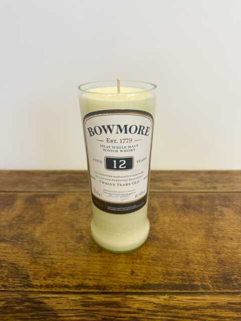 Bowmore Whisky Bottle Candle - Soy Wax Rock Salt & Driftwood Scent Scotland Home Decor - image 1