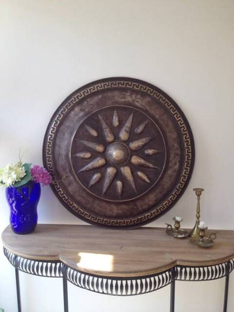 Macedonian Shield Wall Decor, Bronze Greek Key, Alexander The Great - image 1