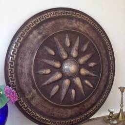 Macedonian Shield Wall Decor, Bronze Greek Key, Alexander The Great - thumbnail 2