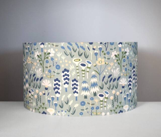Green & Blue Floral Lampshade Pattern With Gold Silver Or White Lining, Scandinavian Fabric Lightshade, Handmade By Vivid Shades - image 1