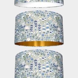Green & Blue Floral Lampshade Pattern With Gold Silver Or White Lining, Scandinavian Fabric Lightshade, Handmade By Vivid Shades - thumbnail 2