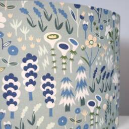 Green & Blue Floral Lampshade Pattern With Gold Silver Or White Lining, Scandinavian Fabric Lightshade, Handmade By Vivid Shades - thumbnail 3