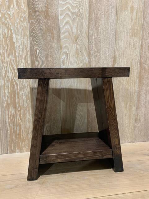 Dark Rustic Wooden Stool - image 1