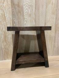 Dark Rustic Wooden Stool - thumbnail 1