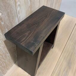 Dark Rustic Wooden Stool - thumbnail 3