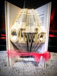 Customized Name Folded Book- Personalized Name Or Word - Wedding Paper Anniversary Birthday Baby Shower Valentines Day Christmas - thumbnail 1