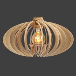 Birch Plywood Globe Pendant Light, Art Deco Wooden Lampshade