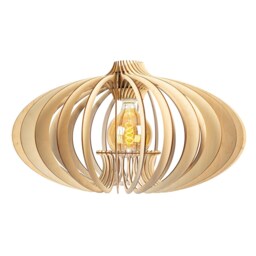 Birch Plywood Globe Pendant Light, Art Deco Wooden Lampshade - thumbnail 2