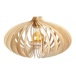 Birch Plywood Globe Pendant Light, Art Deco Wooden Lampshade - thumbnail 3