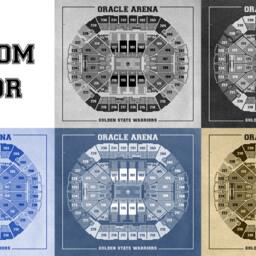 Vintage Oracle Arena Diagram Print Golden State Warriors Art - thumbnail 3