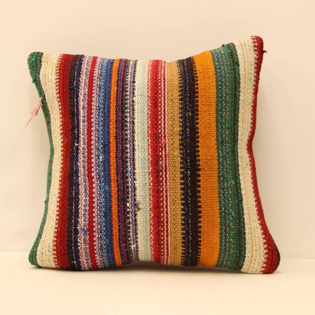Vintage Pillow 16x16 Cover Handmade Kilim Home Living Design Boho Vintage Rustic Throw Pillov Covers Old Cushion 4Kf-168 - image 1