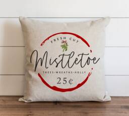 Christmas Pillow Cover // Fresh Cut Mistletoe Farmhouse Decor Holiday Covers Throw - thumbnail 1