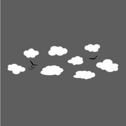 Clouds & Birds Silhouettes Whimsical Modern Scene - Wall Decal Custom Vinyl Art Stickers - thumbnail 3